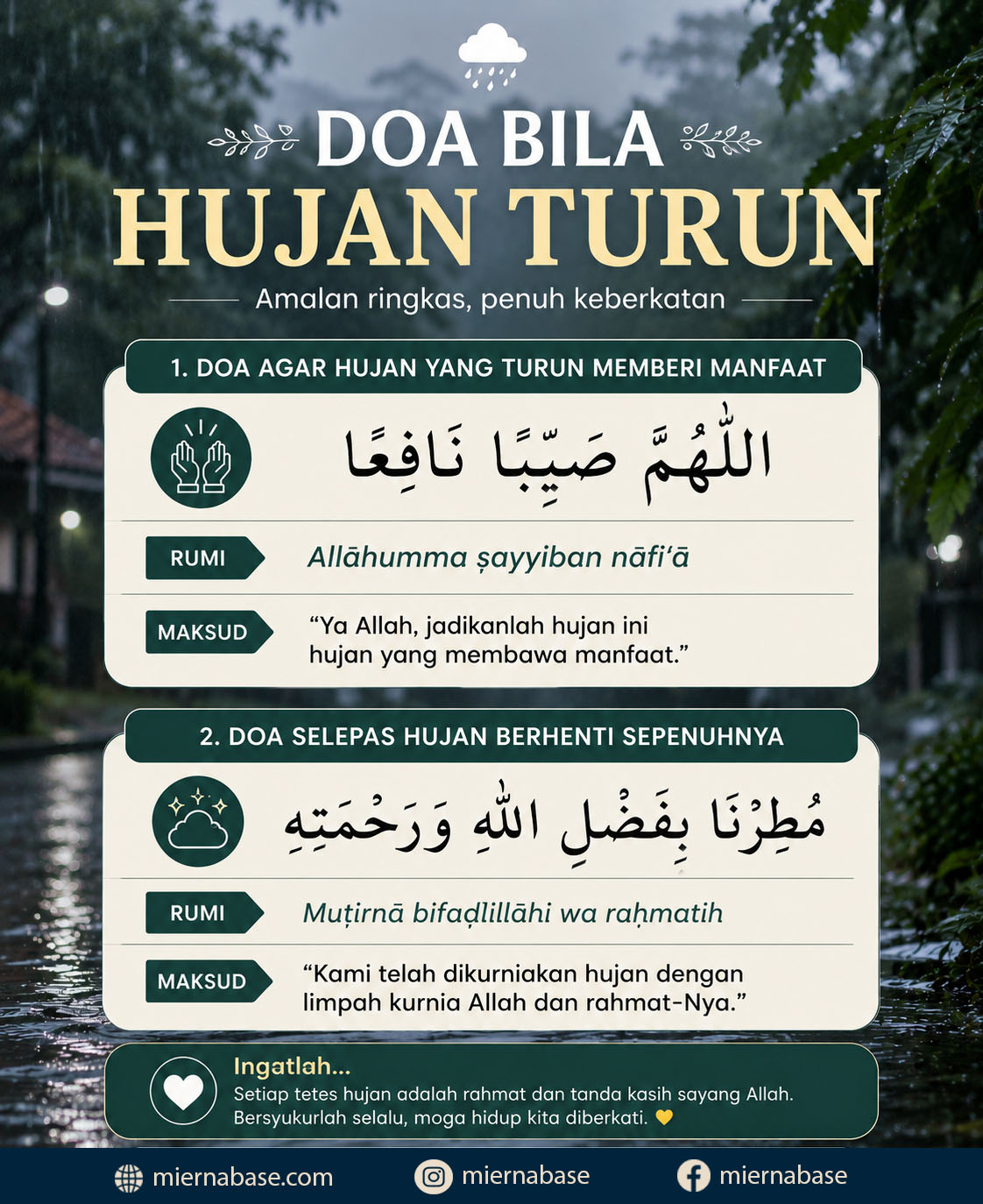 doa bila hujan turun agar membawa rahmat dan manfaat